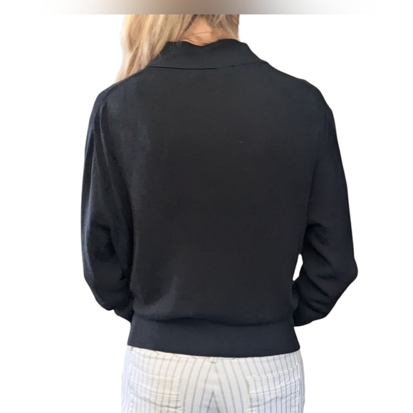 J.Crew Black Cotton Viscose Button Front Cardigan Sweater Size L Classic - Picture 4 of 12